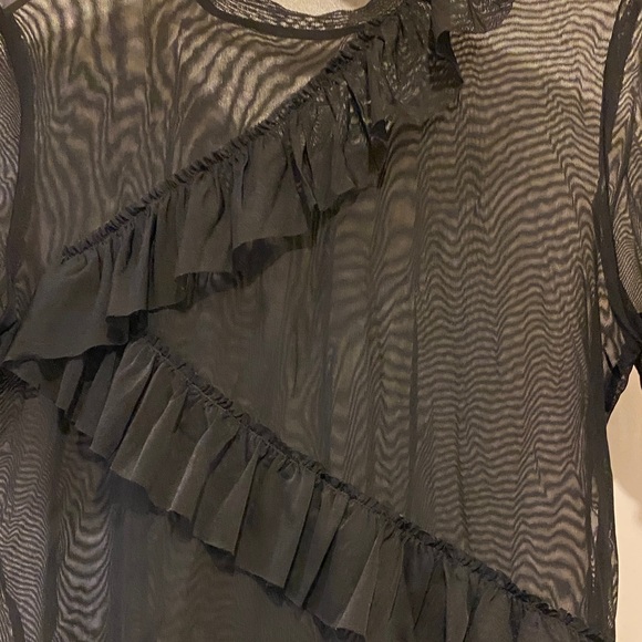 Chic Black Sheer Ruffle Top - Picture 5 of 8